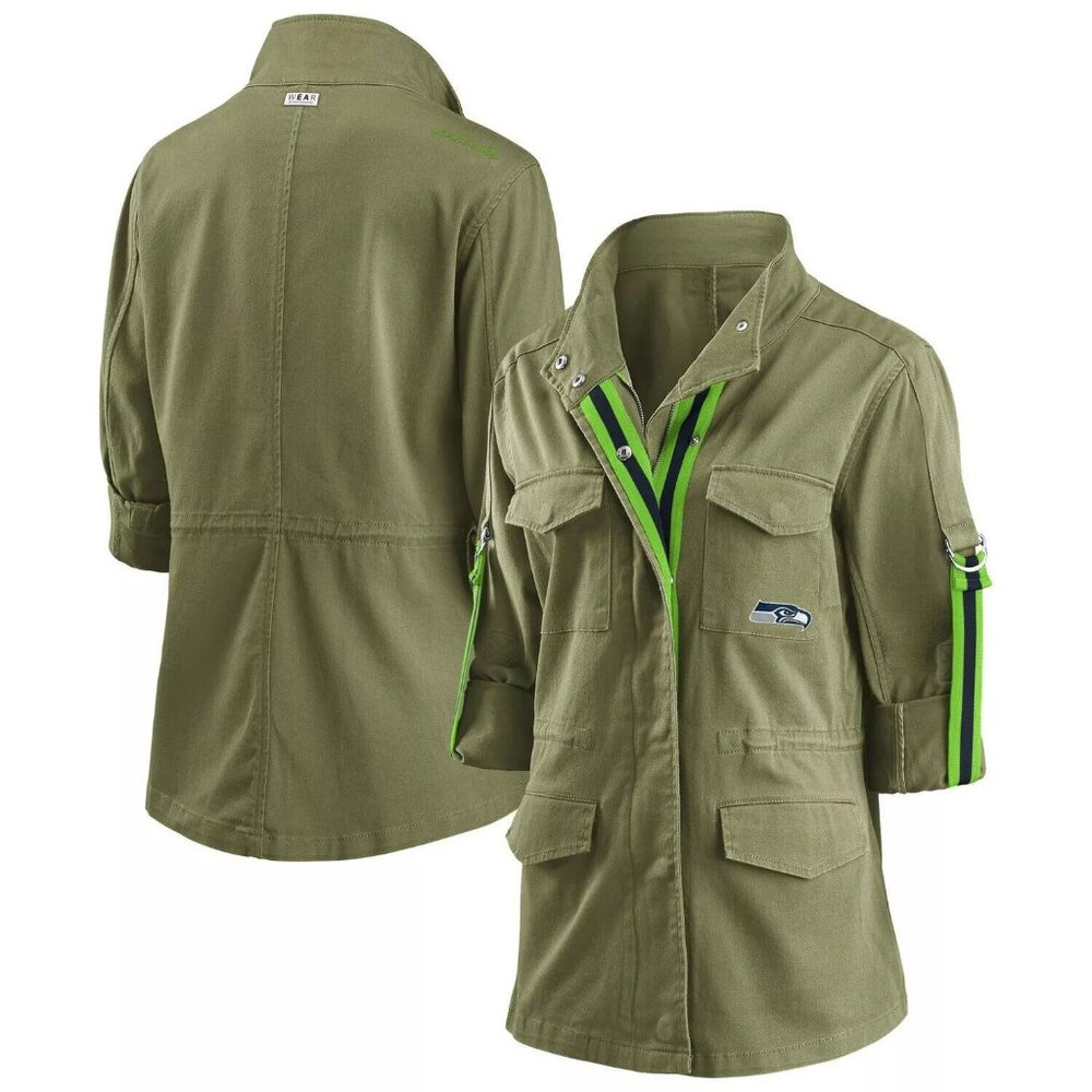 NWT Wear By Erin Andrews Women's Green Seattle Seahawks Utility Jacket